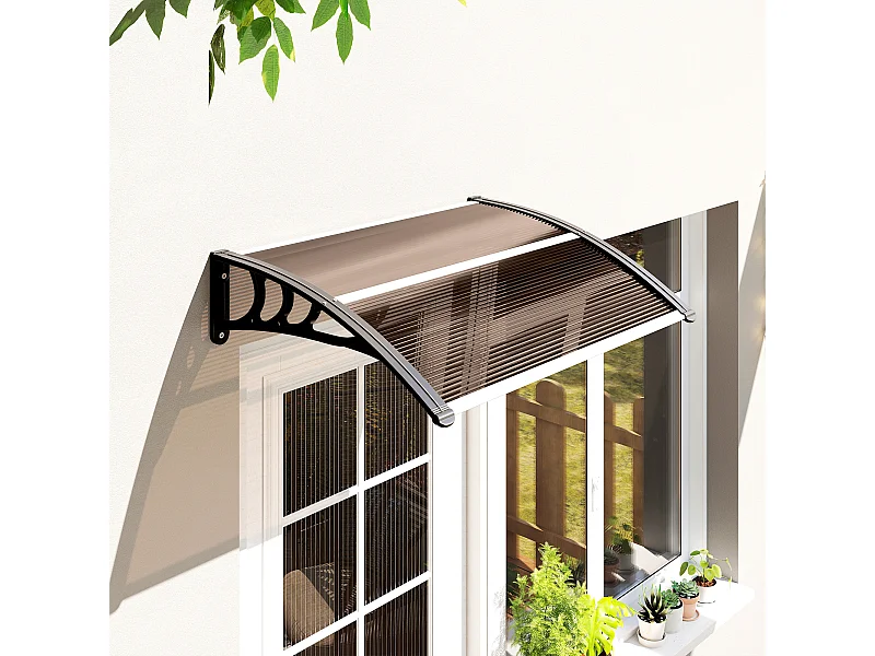 Pensilina da esterni impermeabile anti-uv in pc 75x100x23 cm marrone