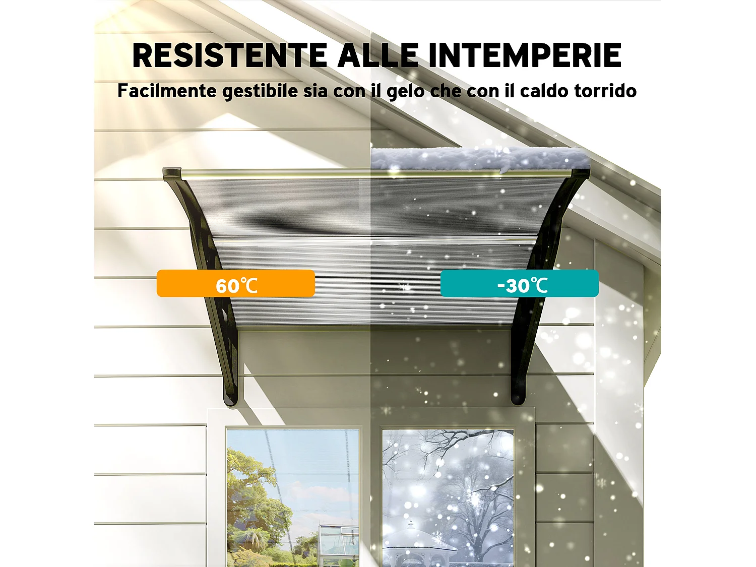 Pensilina da esterno in policarbonato 103x96.5x27cm trasparente