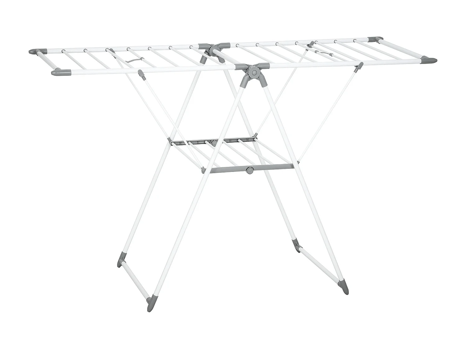 HOMCOM Stendibiancheria a 2 Livelli Regolabile su 4 Altezze Diverse, Stendino con Piedini Antiscivolo in Metallo e Plastica, 156.5x61.5x97 cm, Bianco