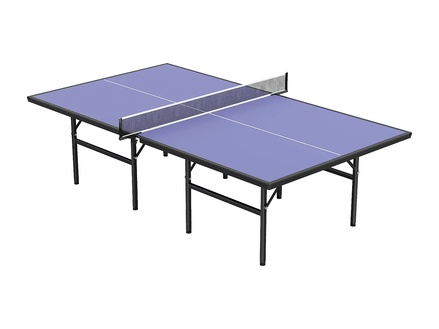 Tavolo da ping pong pieghevole in legno e acciaio blu e viola