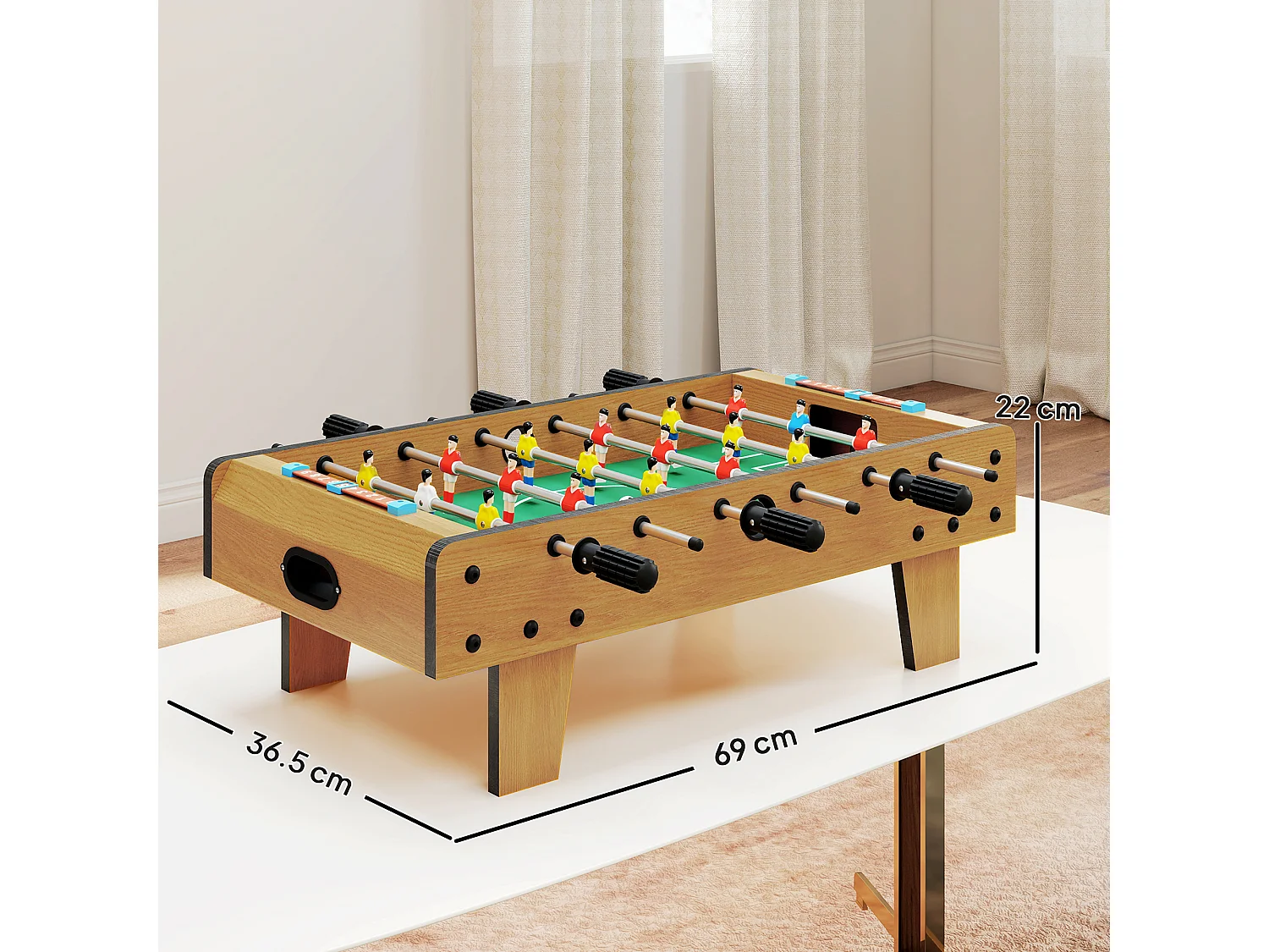 Calcio balilla pieghevole per adulti e bambini in mdf 69x36.5x22 cm