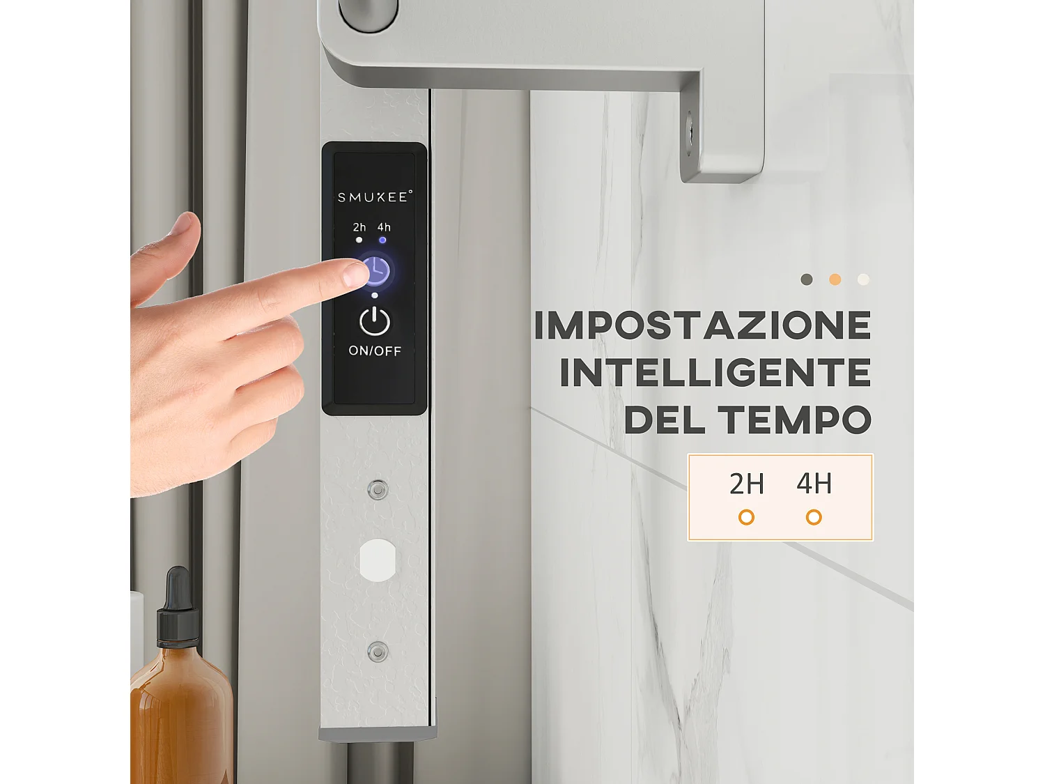 Scaldasalviette bagno elettrico da 150W con 8 barre e timer argento