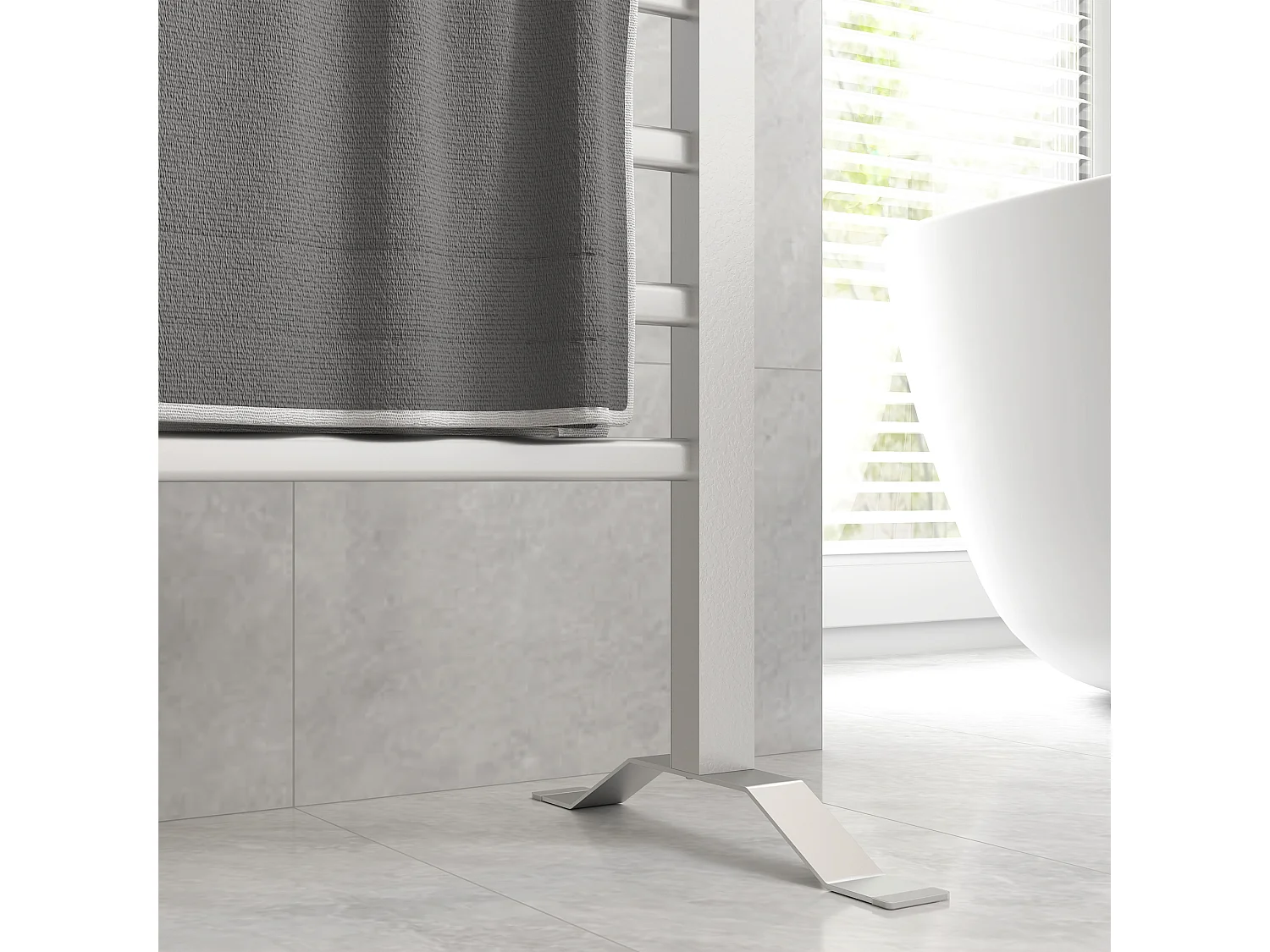 Scaldasalviette bagno elettrico da 150W con 8 barre e timer argento