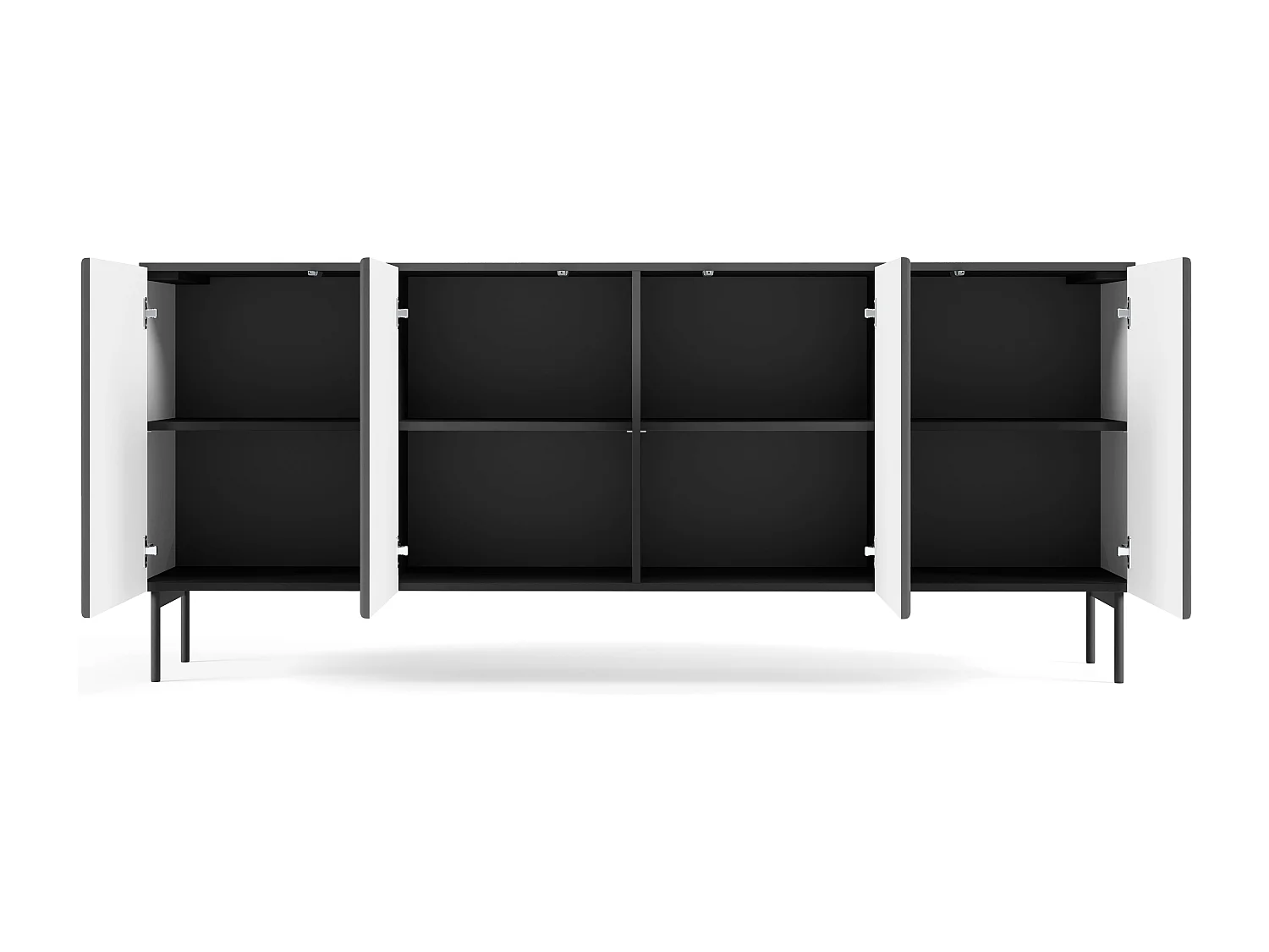 Commode, noir, 195,2 x 81,2 x 39,8 cm