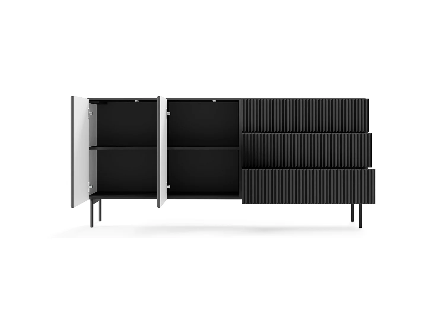 Commode, noir, 177 x 81,2 x 39,8 cm