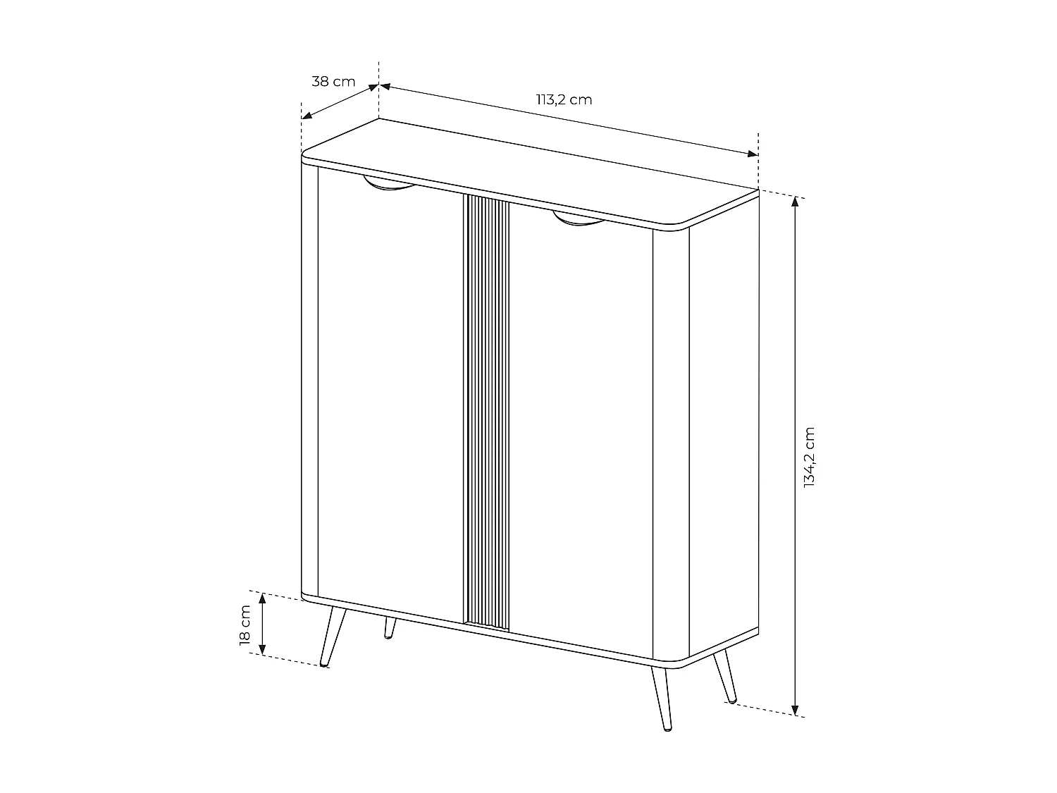 Commode, chêne Dunin combiné avec du noir, 113,2 x 134 x 38 cm