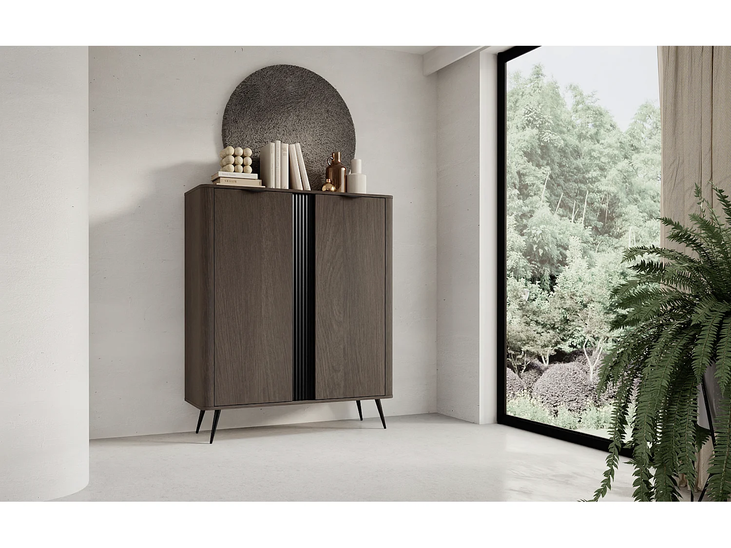 Commode, chêne Dunin combiné avec du noir, 113,2 x 134 x 38 cm