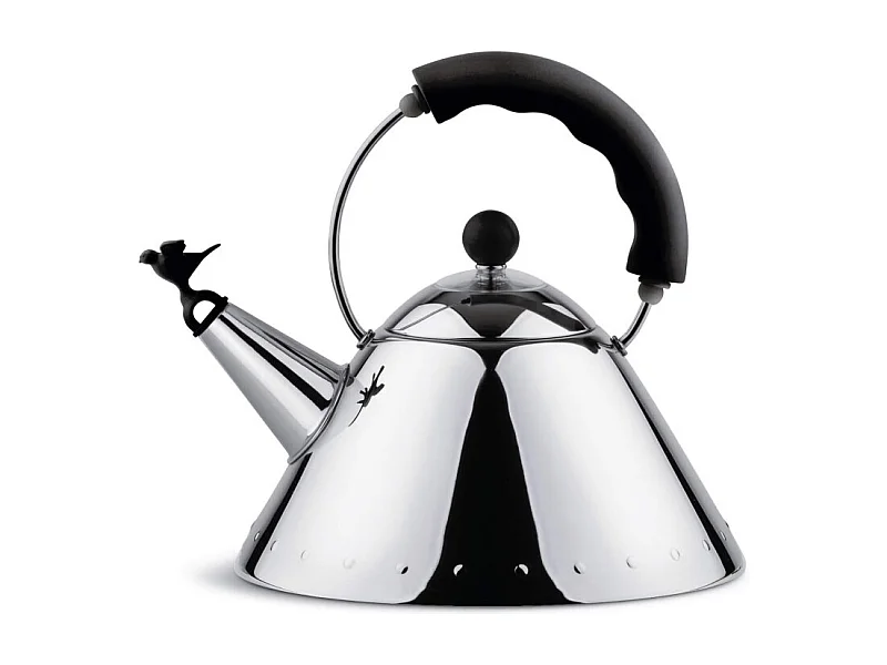 Czajnik Alessi 9093 B 2L ze stali nierdzewnej z czarnym uchwytem, włoski design