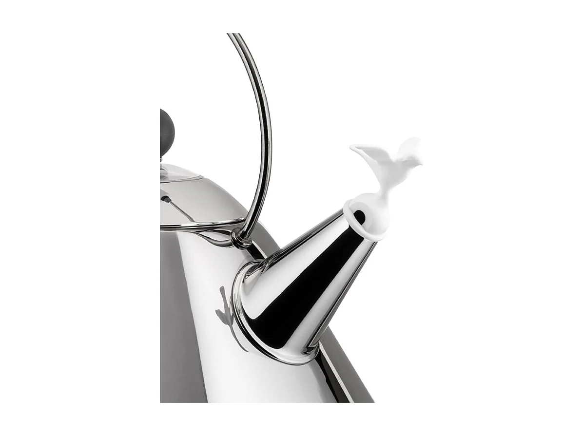 9093, Bollitore in acciaio con manico bianco e Fischietto, Alessi