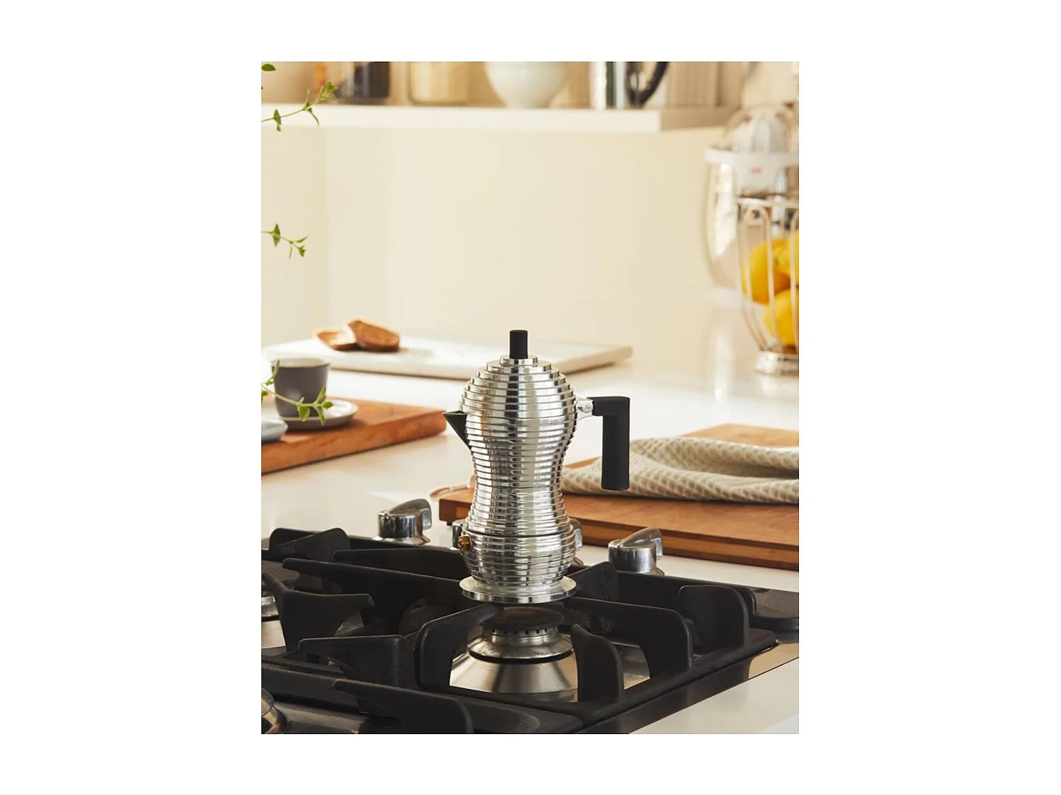 PULCINA, cafetière à induction 6 tasses avec poignée noire, Alessi