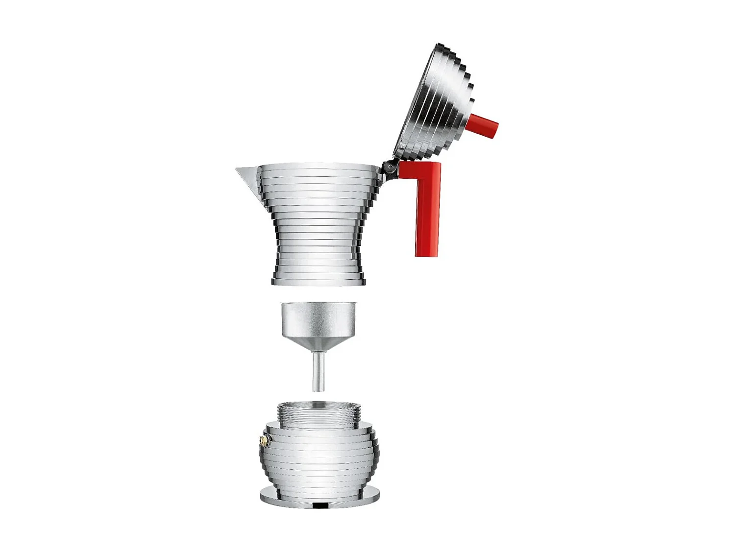 PULCINA, Cafetière à poignée rouge 6 tasses, Alessi