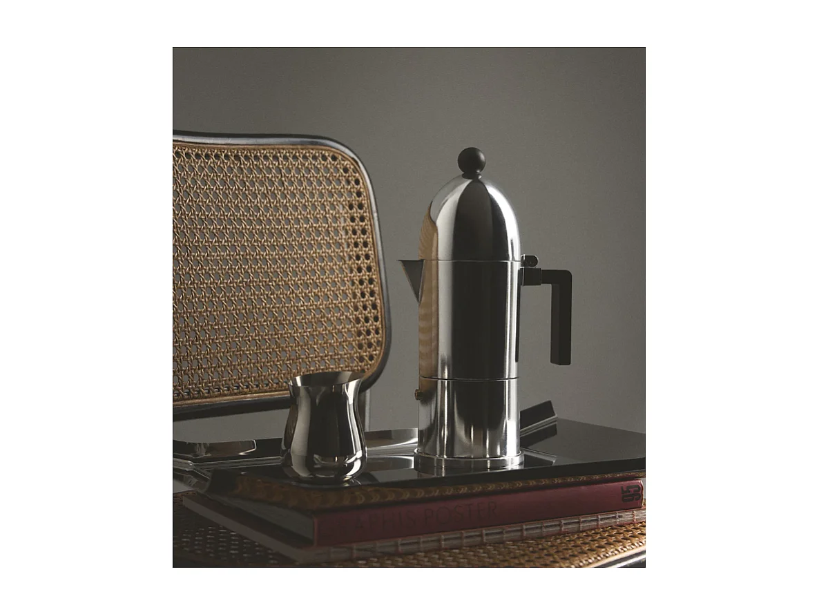 LA CUPOLA, 6-Tassen-Induktionskaffeemaschine mit schwarzem Griff und Knauf, Alessi