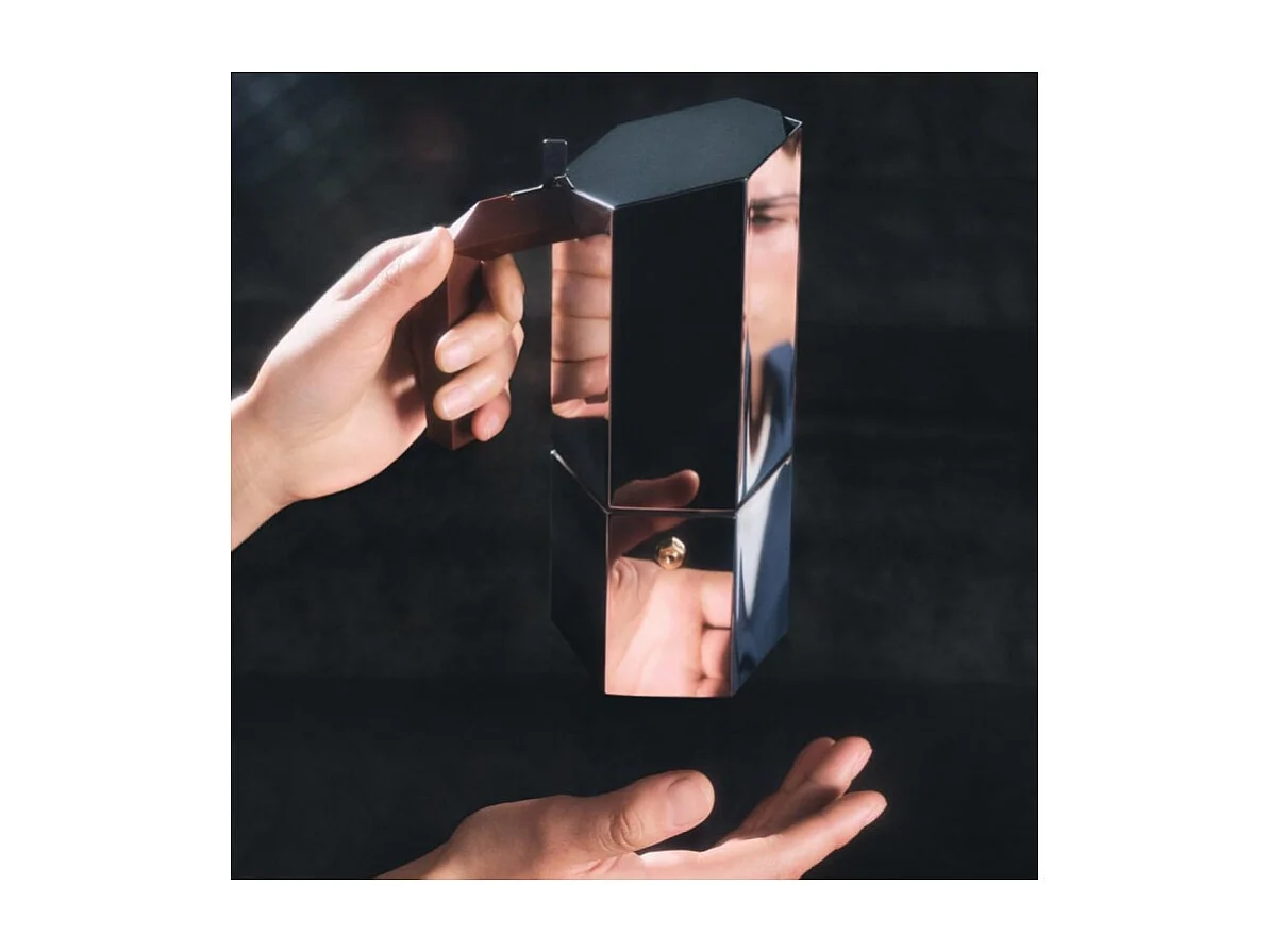 MENHIR, cafetière 3 tasses en acier chromé, Alessi