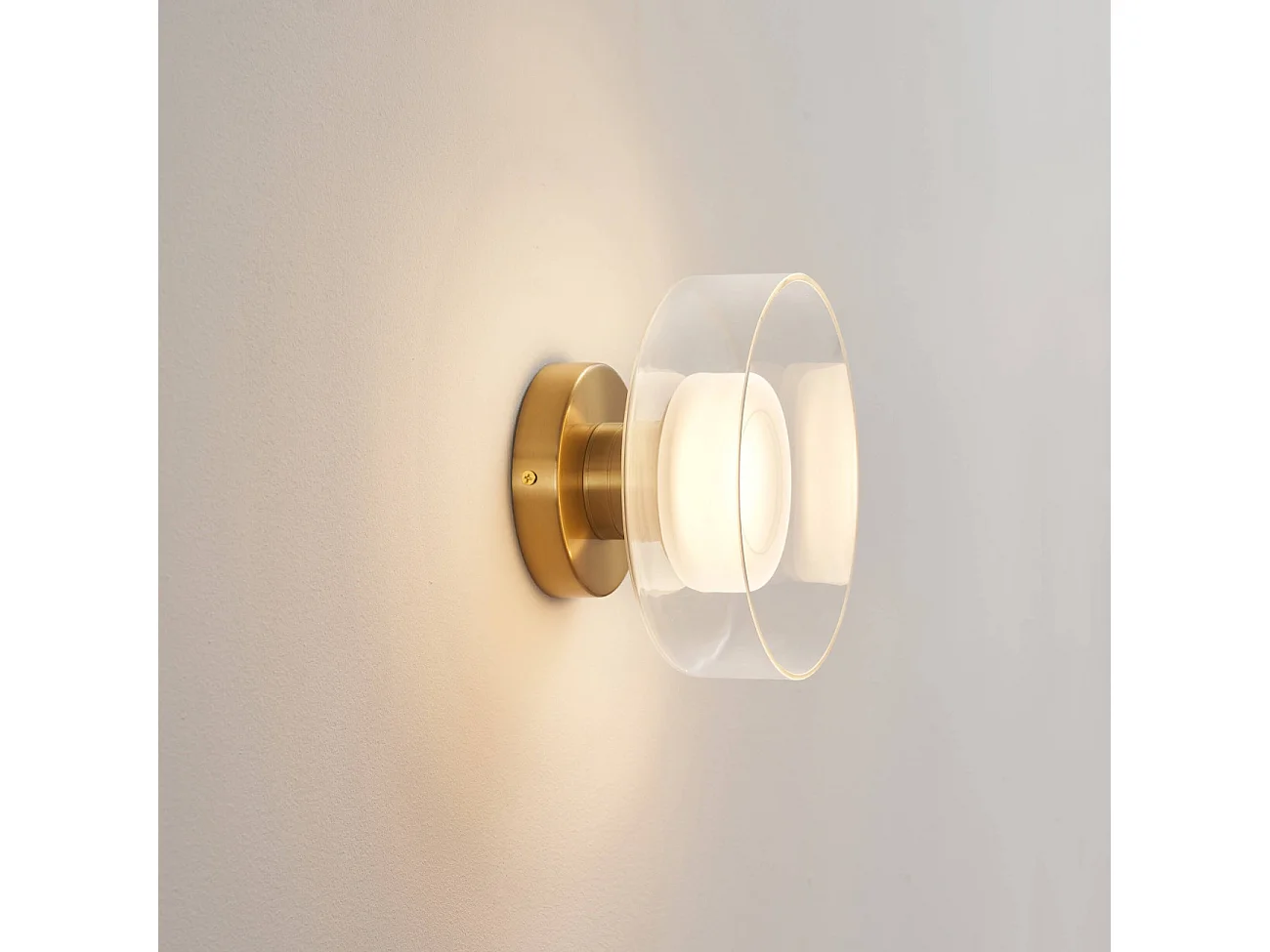 Applique ou spot en métal laiton et verre transparent 20 cm  - Valdo