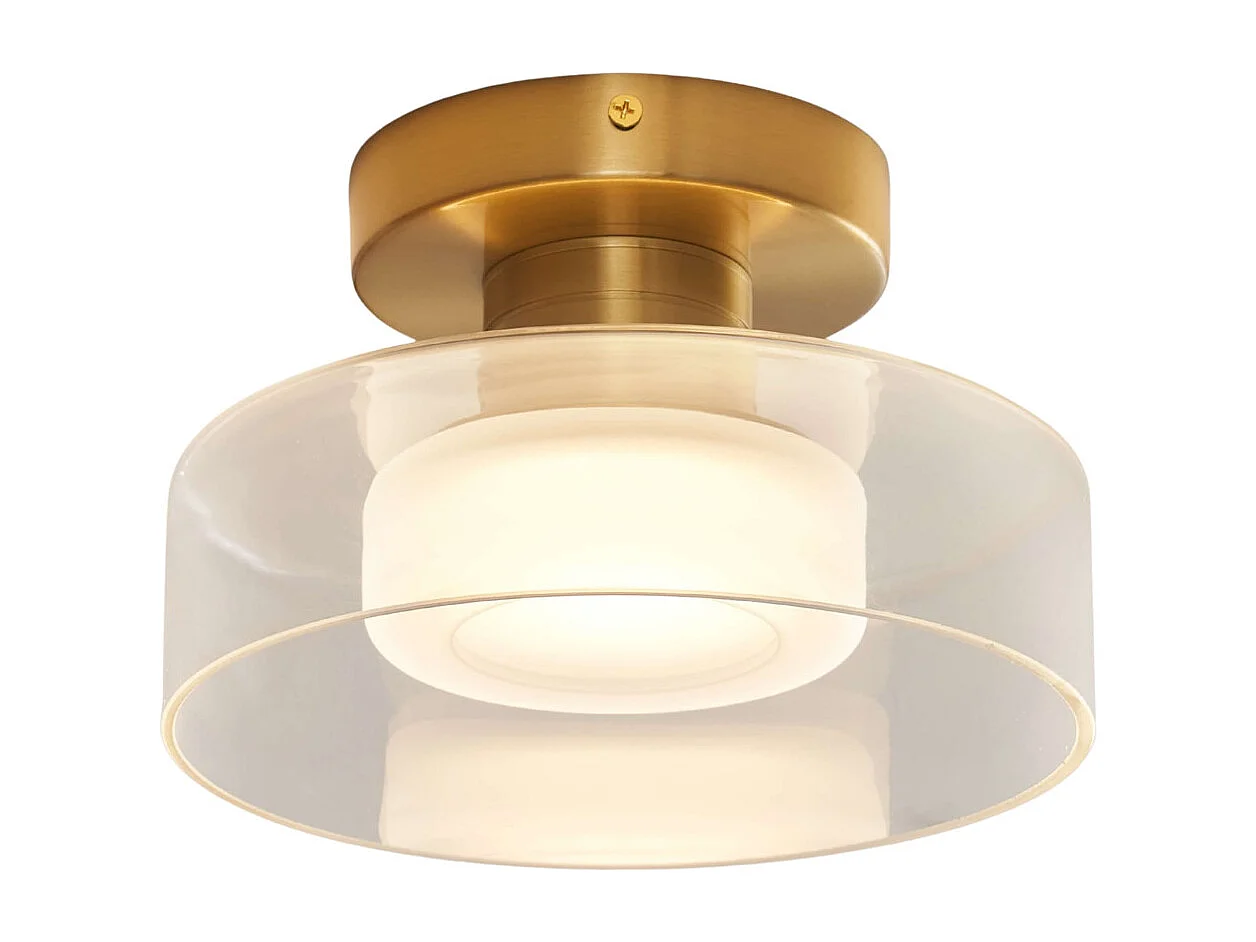 Applique ou spot en métal laiton et verre transparent 20 cm  - Valdo