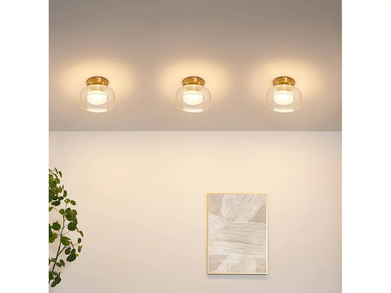 Applique ou spot en métal laiton et verre transparent 20 cm  - Valdo