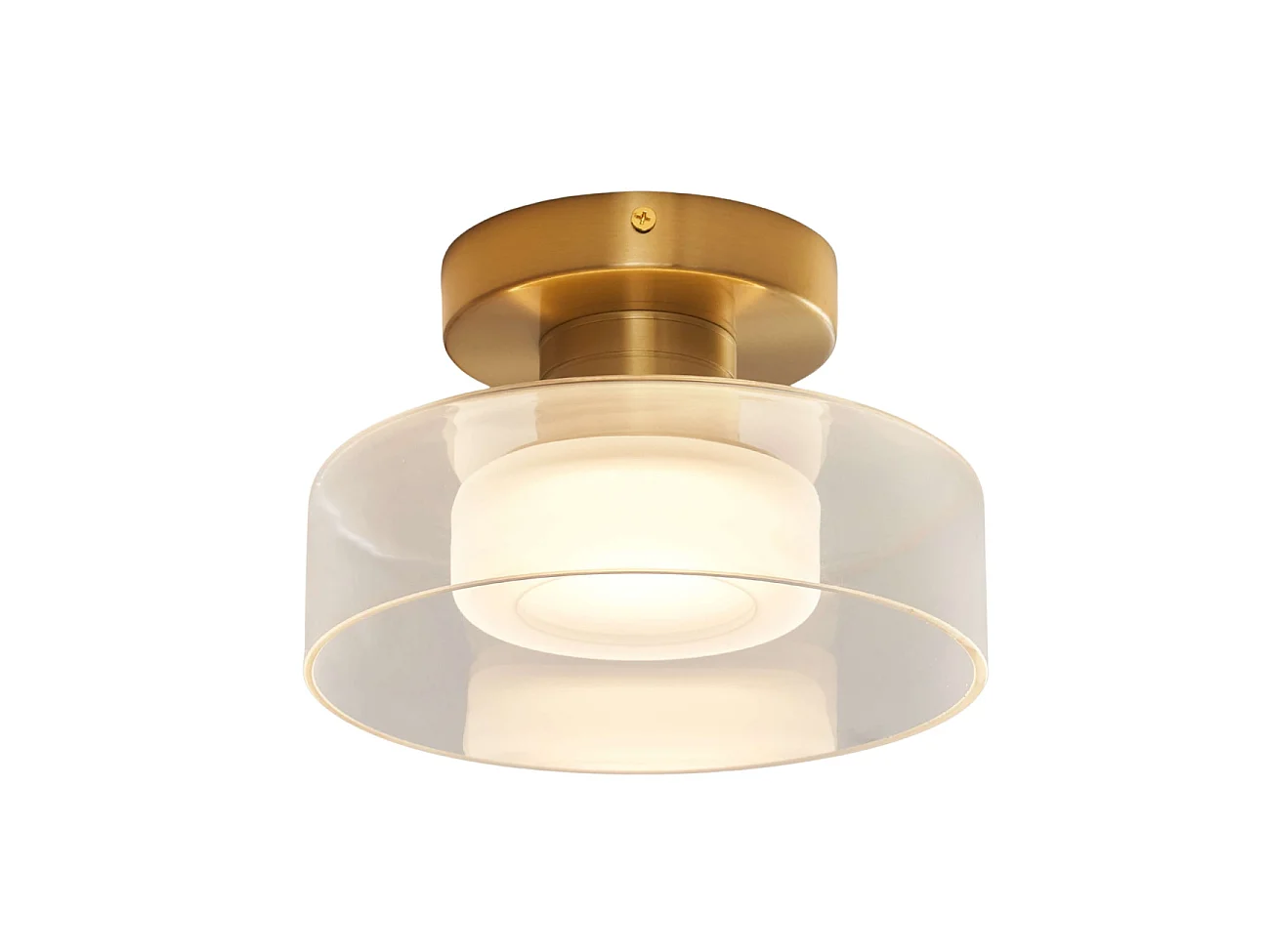 Applique ou spot en métal laiton et verre transparent 20 cm  - Valdo
