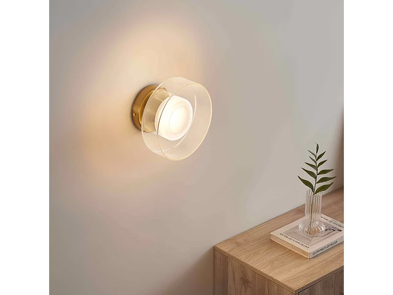 Applique ou spot en métal laiton et verre transparent 20 cm  - Valdo