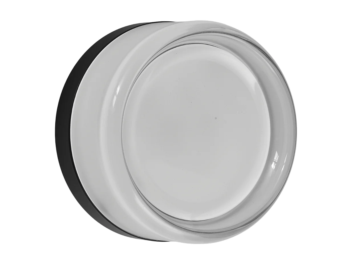 Petit spot rond LED en verre opale et métal noir - Solvan