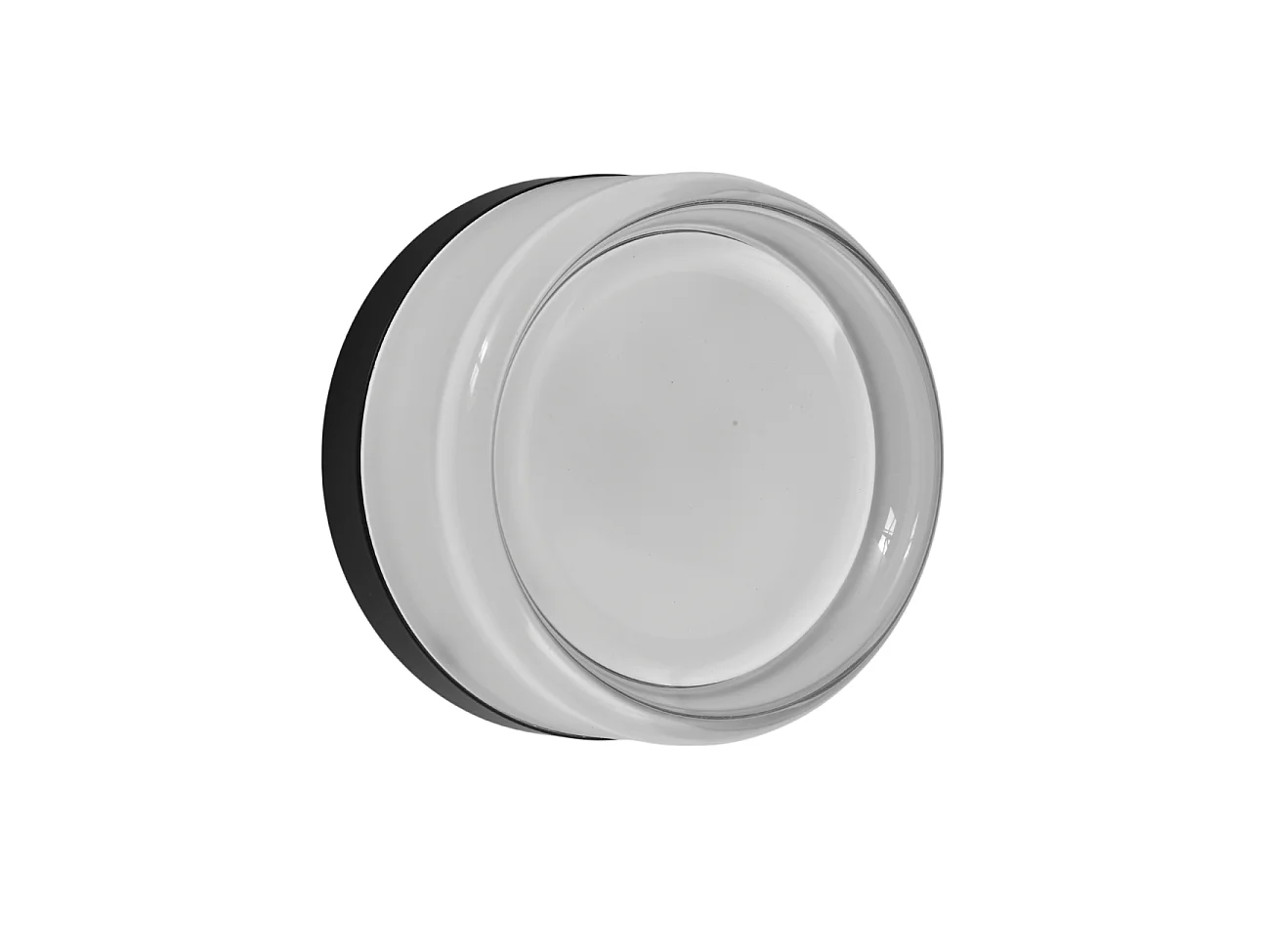 Petit spot rond LED en verre opale et métal noir - Solvan
