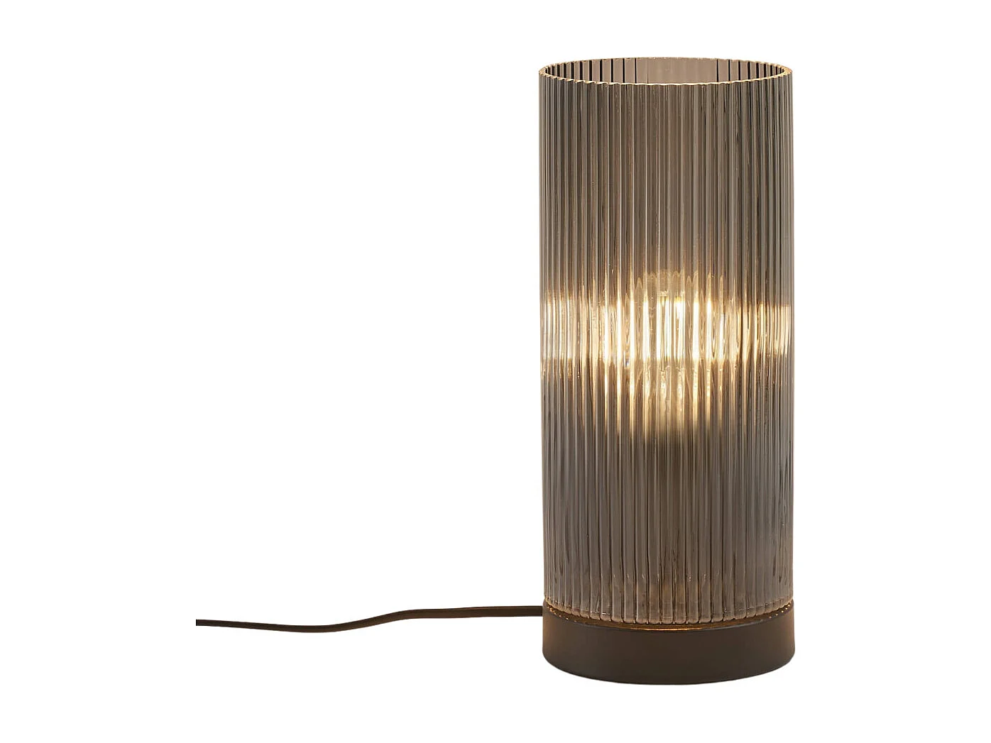 Lampe à poser tendance et cylindrique verre fumé - Liantha