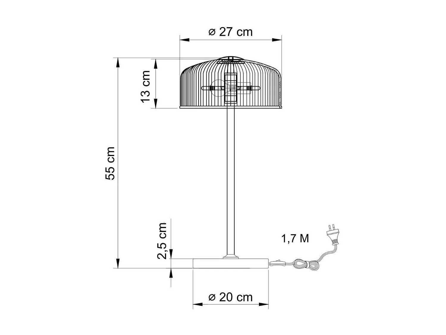 Lampe à poser vintage laiton et verre ambré strié - Auréline