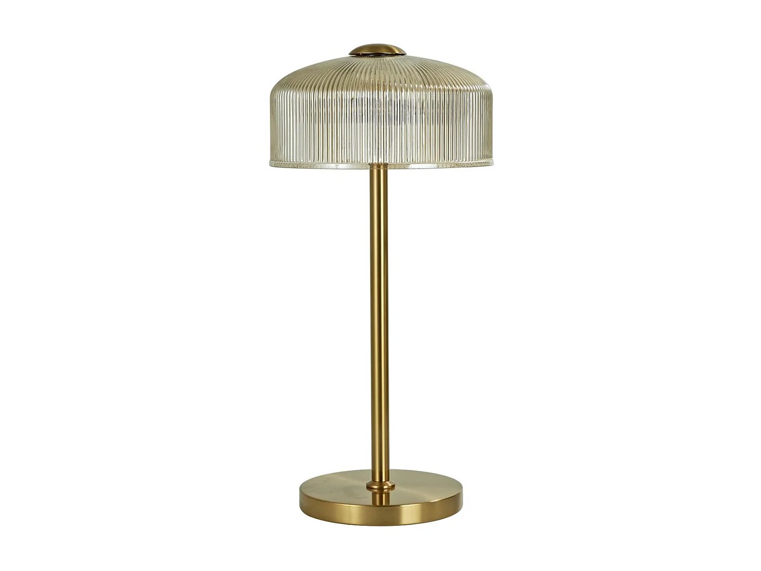 Lampe à poser vintage laiton et verre ambré strié - Auréline
