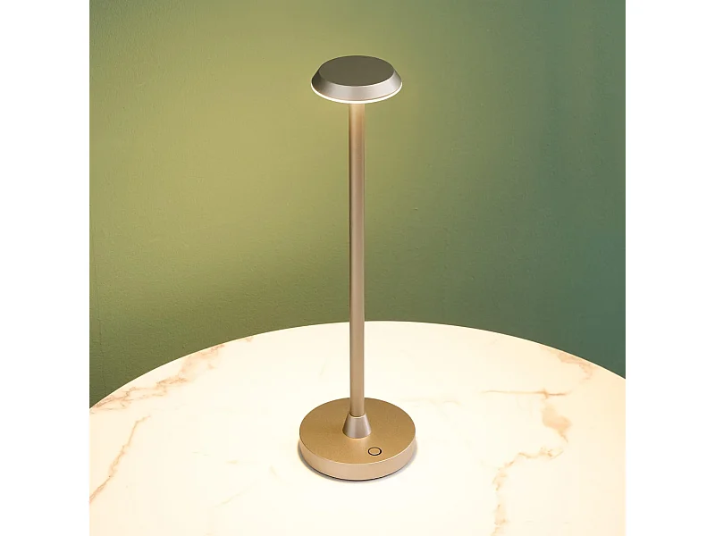 Lampe à poser tactile dorée LED dimmable design minimaliste IP44 - Rico