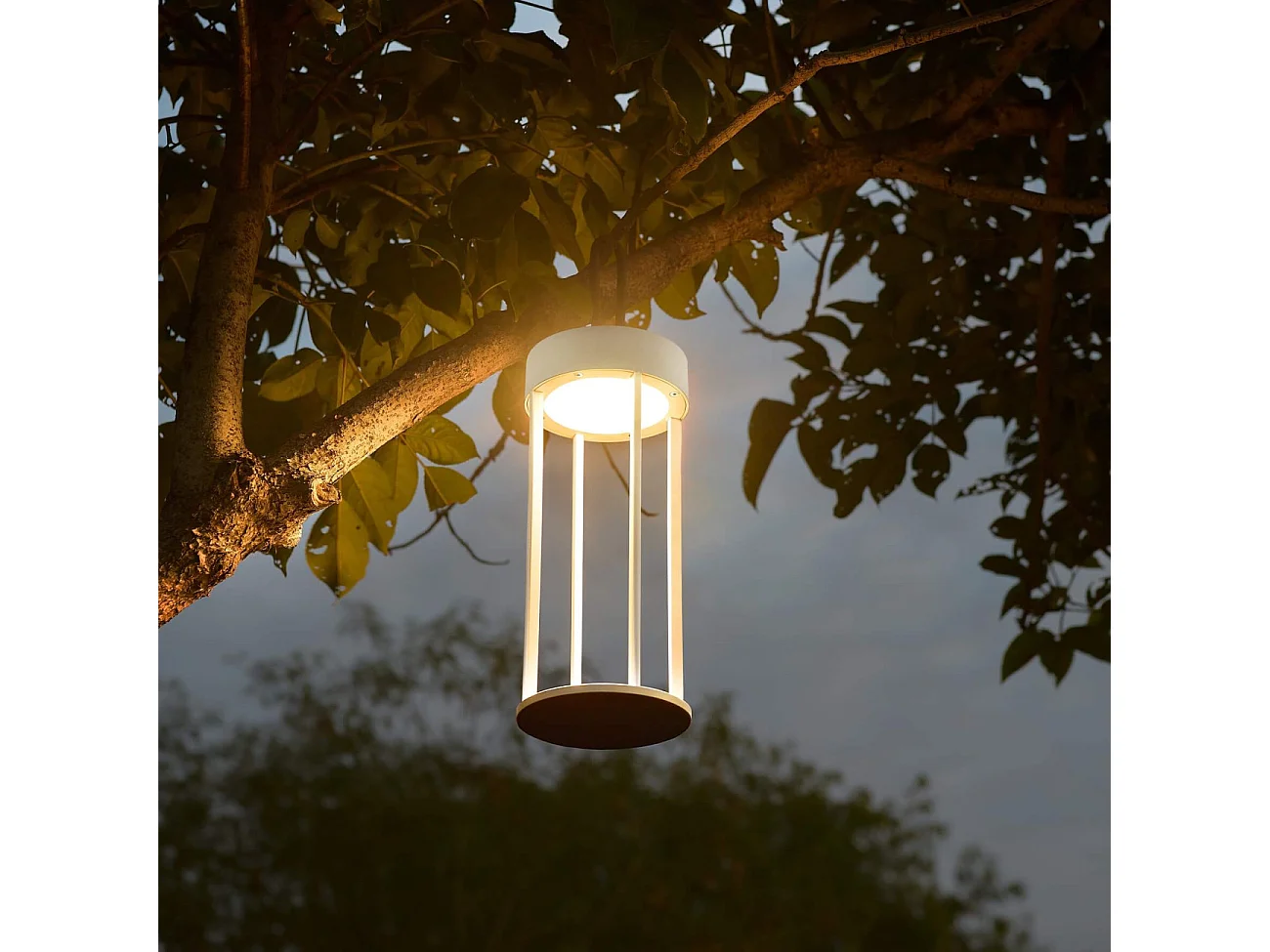 Petite lanterne blanche à poser LED dimmable pour extérieur - Astréa