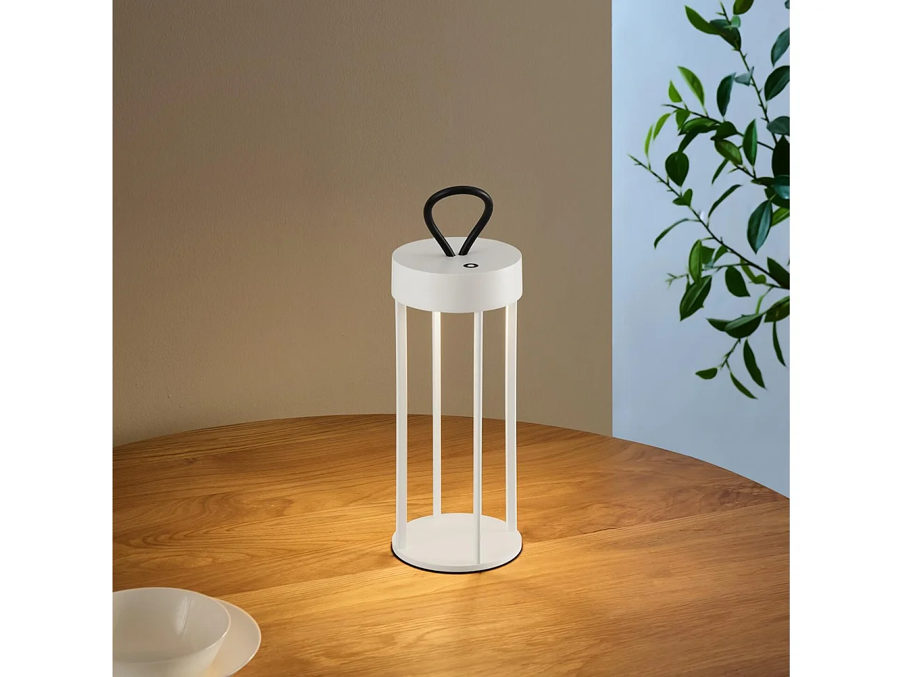 Petite lanterne blanche à poser LED dimmable pour extérieur - Astréa