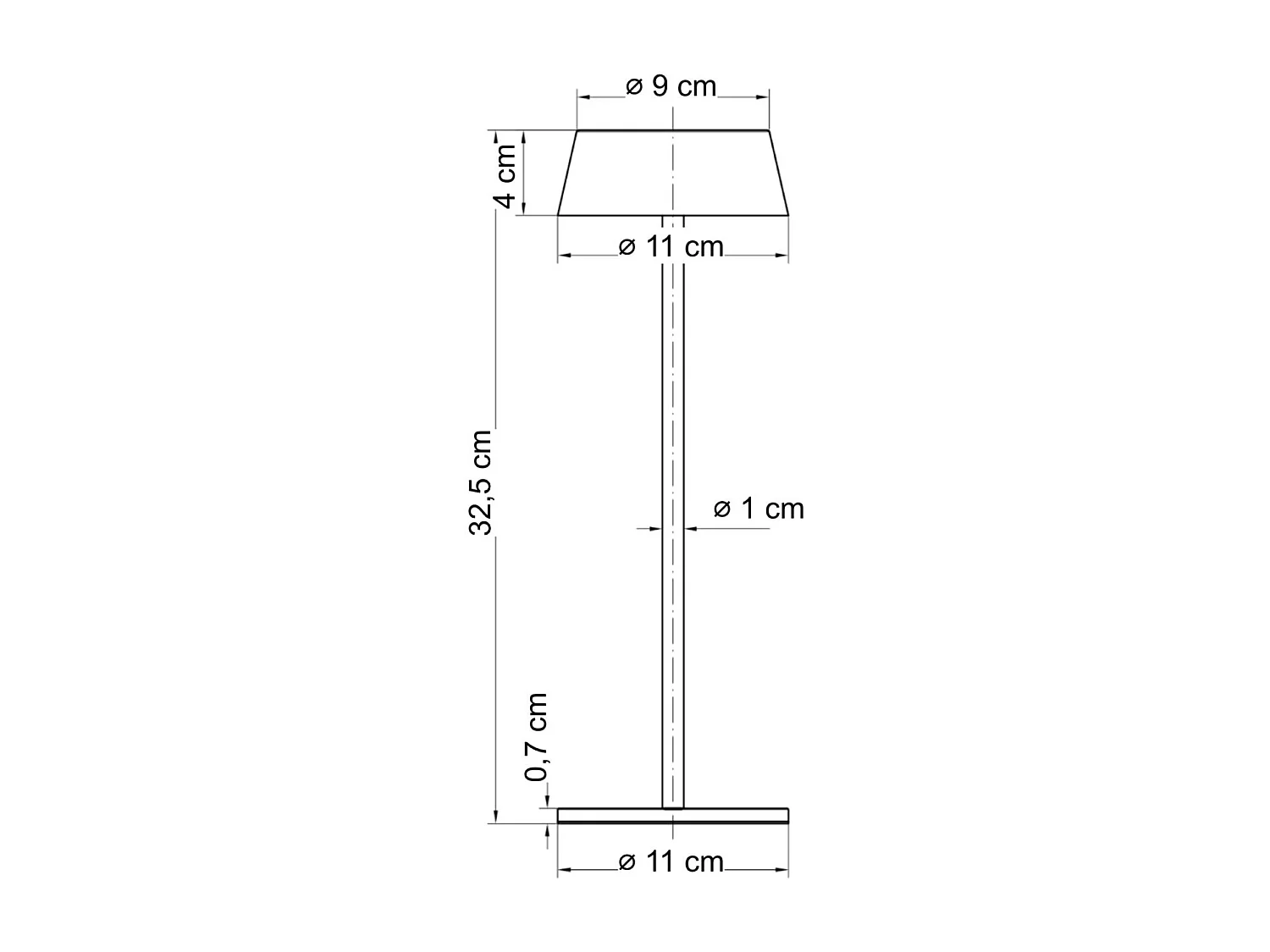 Lampe de table noire LED sans fil à batterie rechargeable IP54 - Vanyel