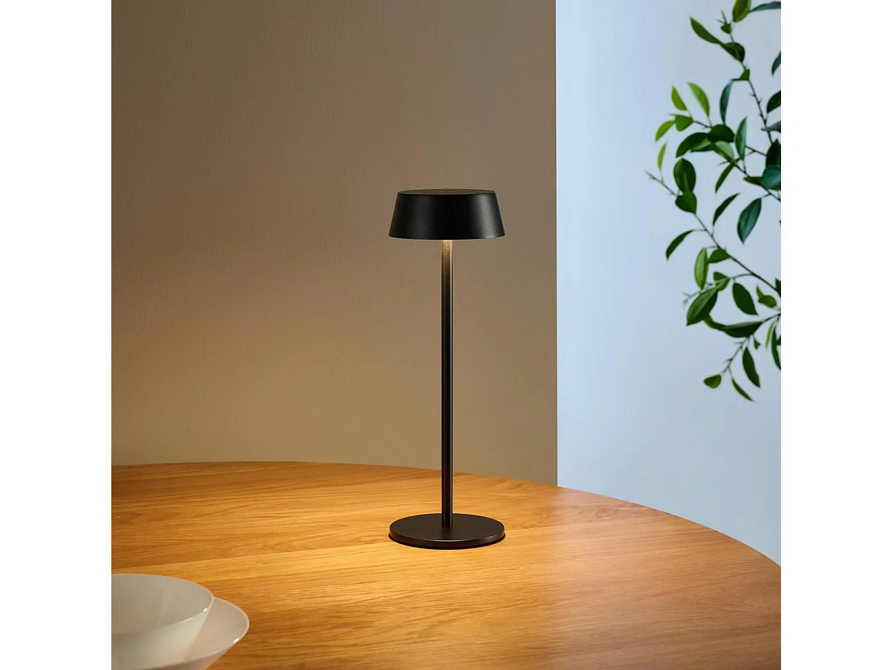 Lampe de table noire LED sans fil à batterie rechargeable IP54 - Vanyel