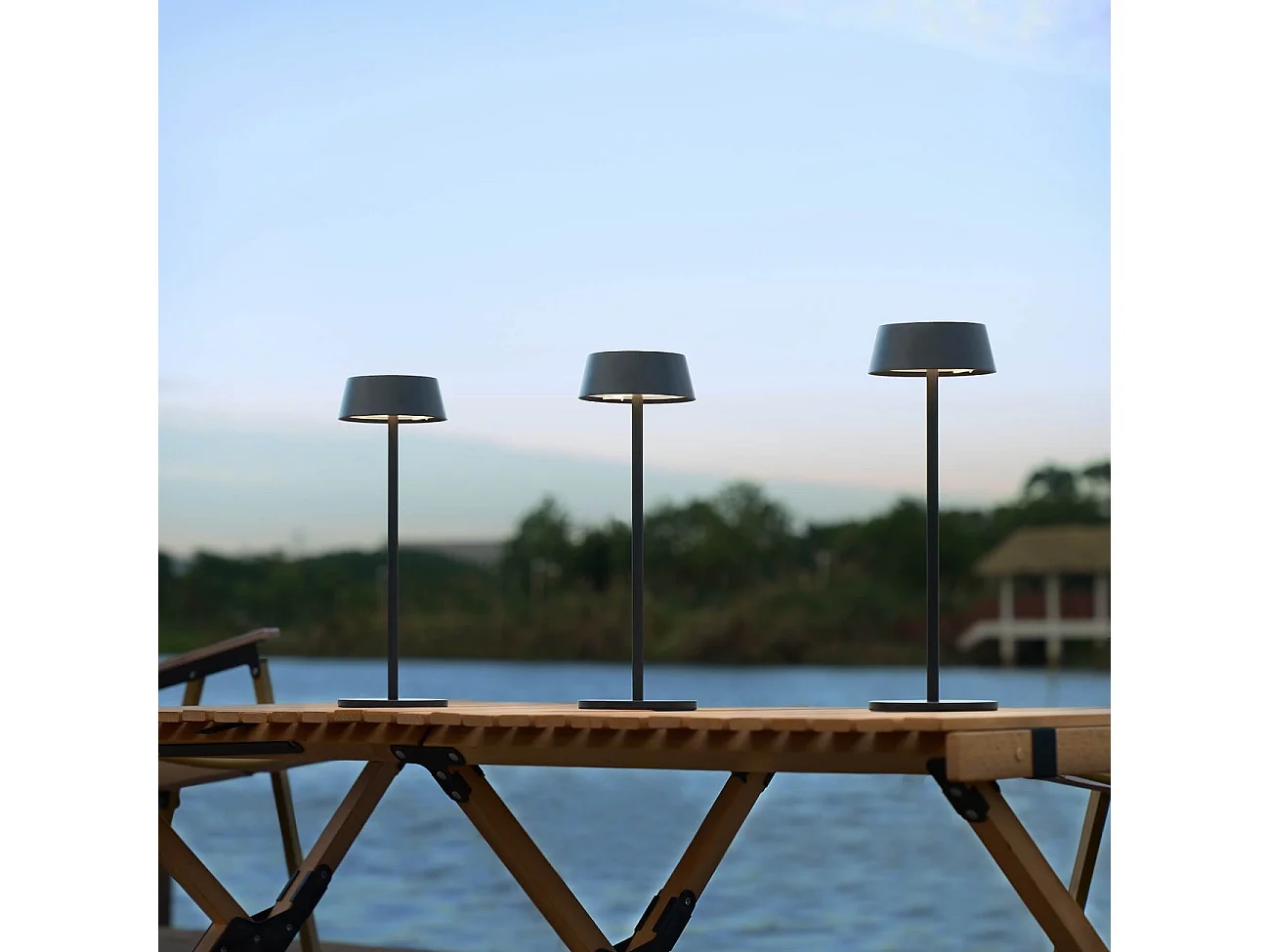 Lampe de table noire LED sans fil à batterie rechargeable IP54 - Vanyel