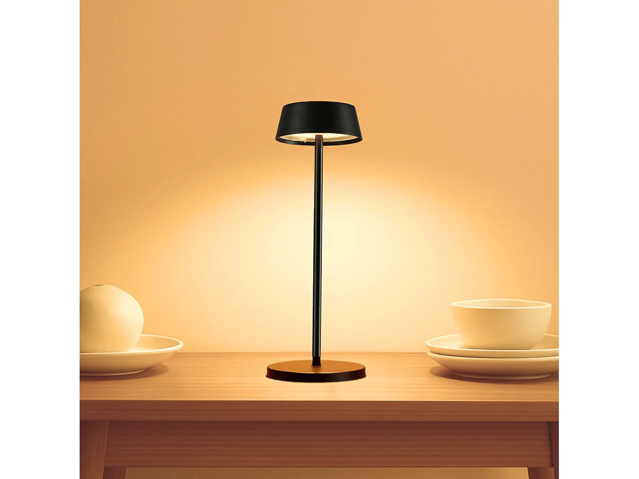 Lampe de table noire LED sans fil à batterie rechargeable IP54 - Vanyel