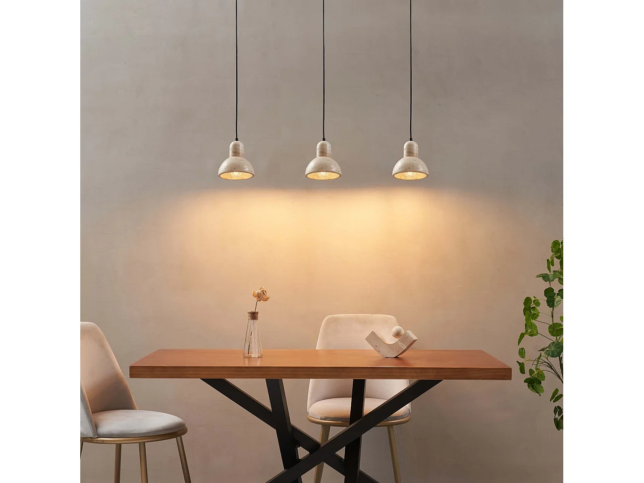 Suspension moderne finition beige effet pierre naturelle - Lioren