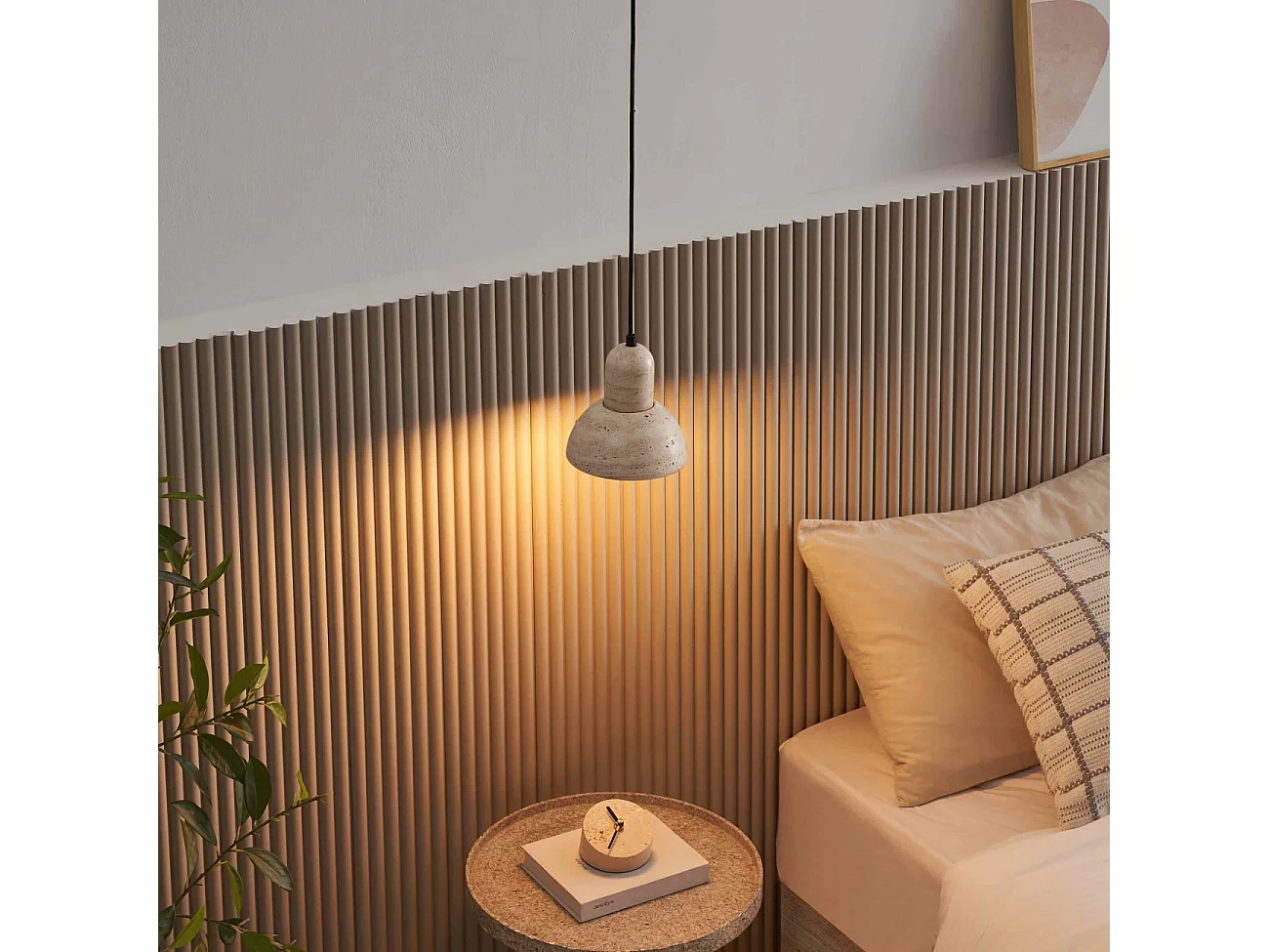 Suspension moderne finition beige effet pierre naturelle - Lioren