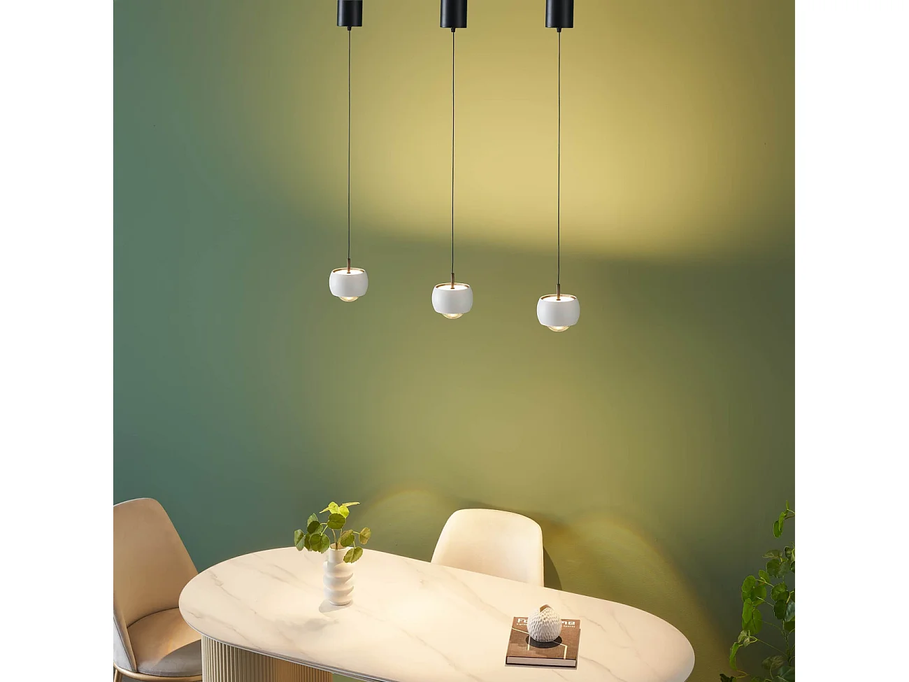 Petite suspension minimaliste blanche dimmable câble ajustable  - Finn