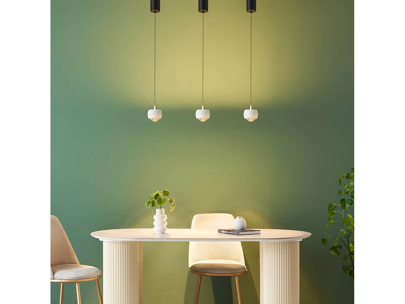 Petite suspension minimaliste blanche dimmable câble ajustable  - Finn