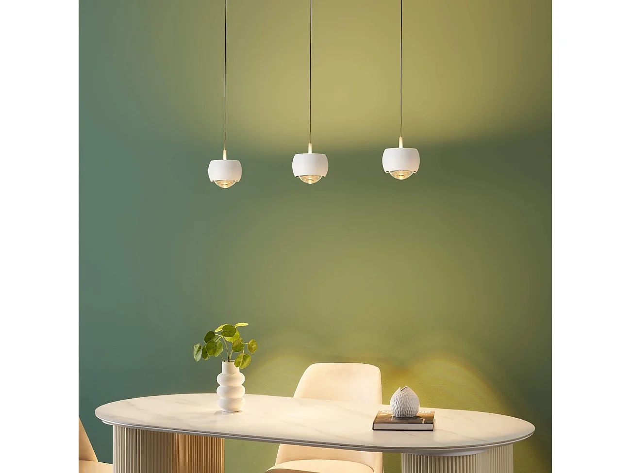 Petite suspension minimaliste blanche dimmable câble ajustable  - Finn