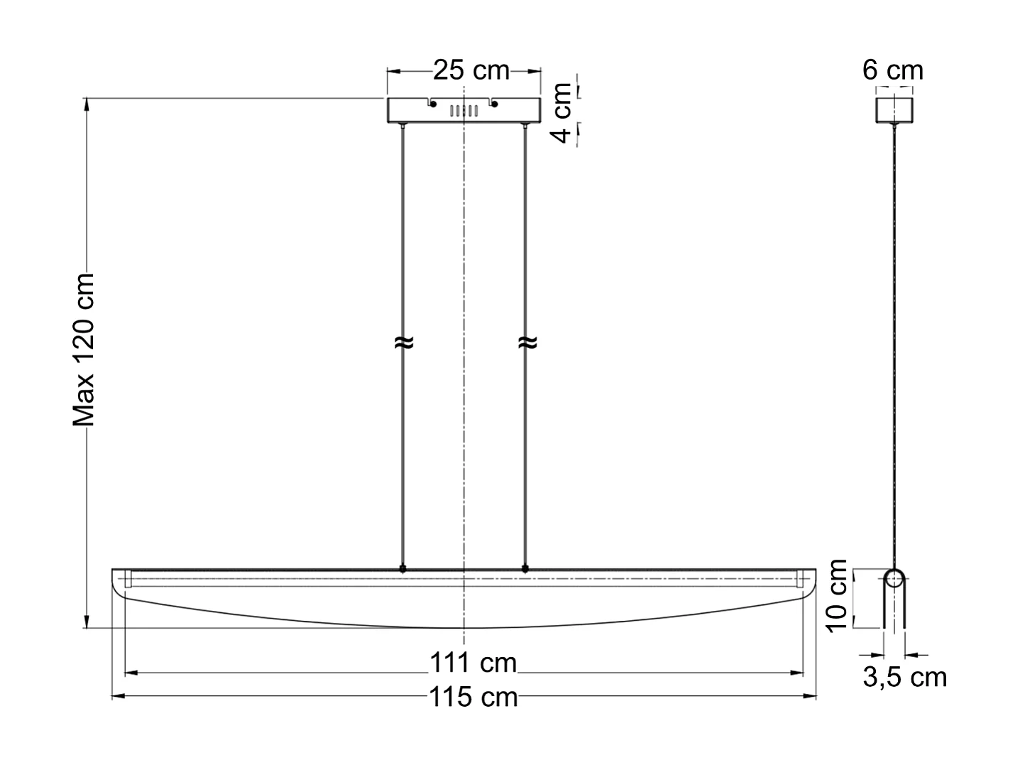 Grande suspension galbée à LED dimmable - Auren