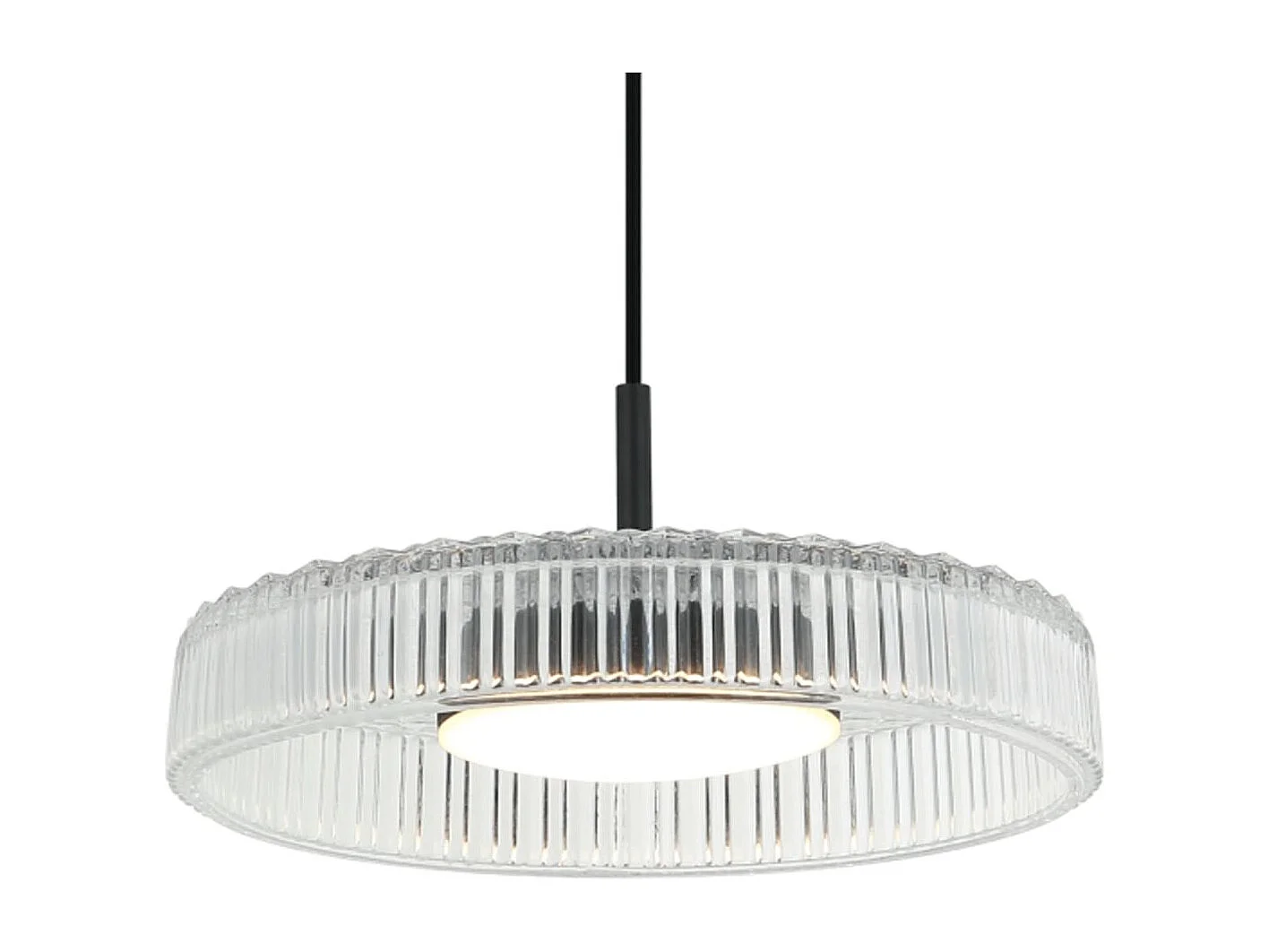 Suspension noire avec un verre transparent et cannelé  - Damian