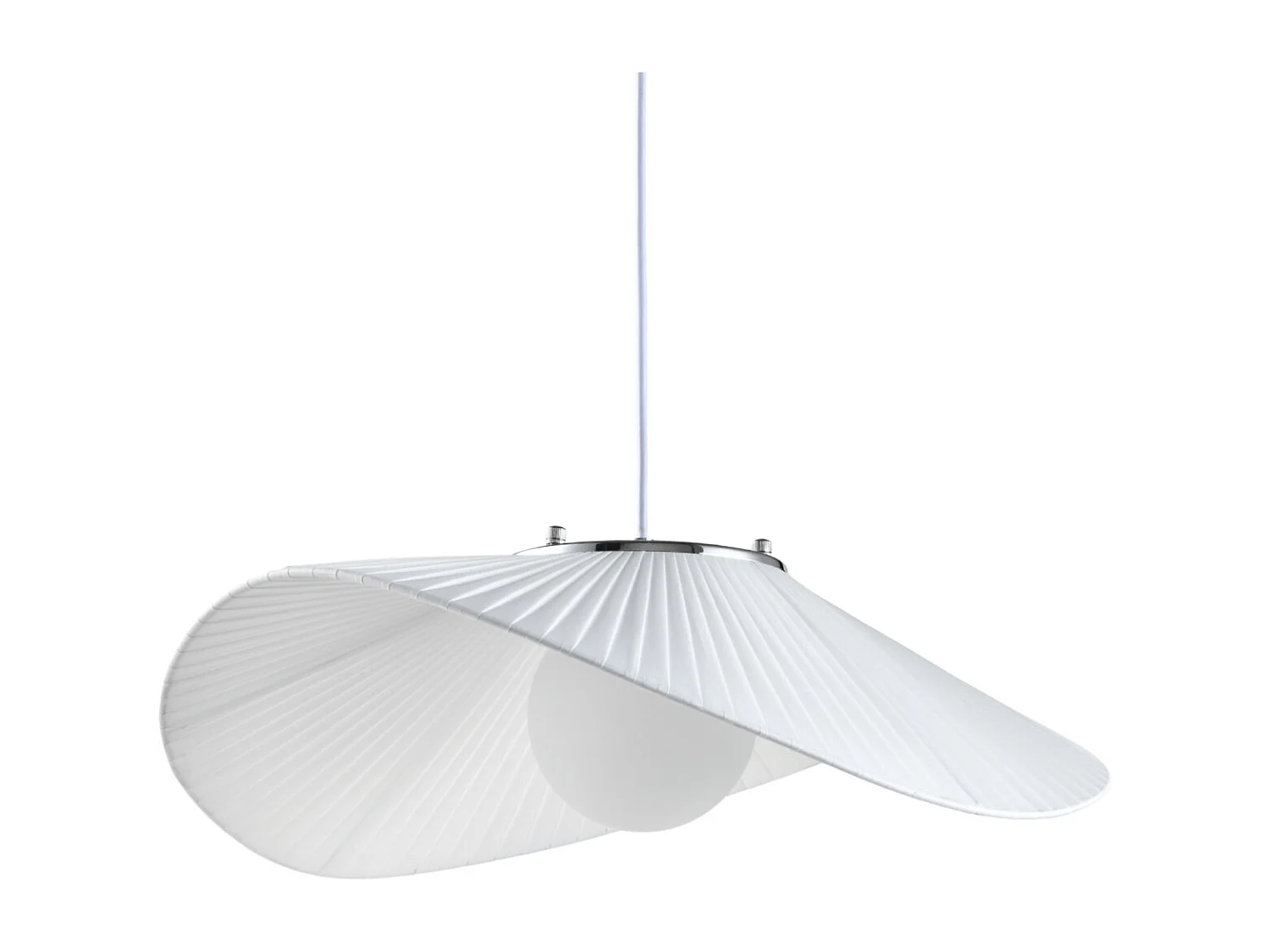 Grande suspension aérienne courbée en métal et textile blanc - Odalia