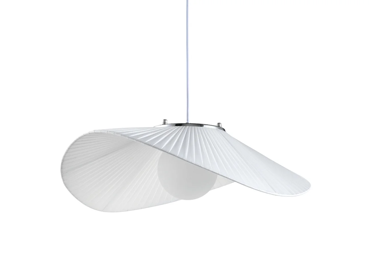 Grande suspension aérienne courbée en métal et textile blanc - Odalia