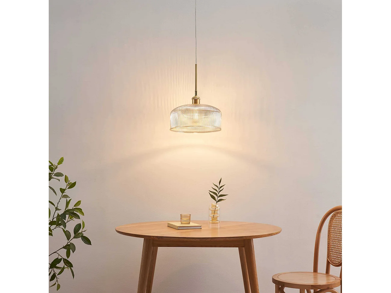 Suspension vintage verre ambré strié look rétro - Auréline