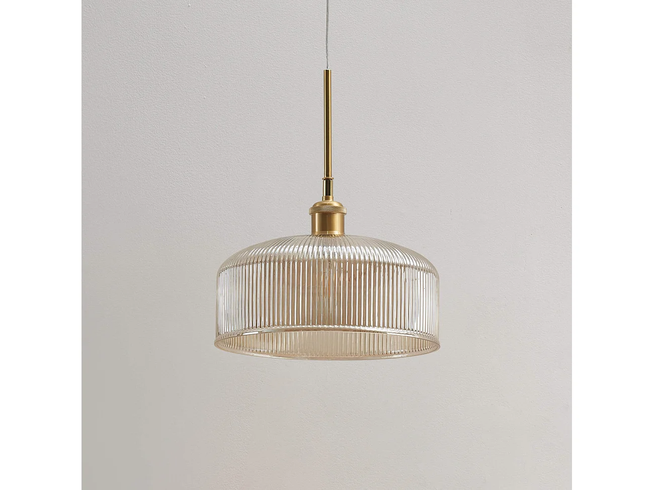 Suspension vintage verre ambré strié look rétro - Auréline