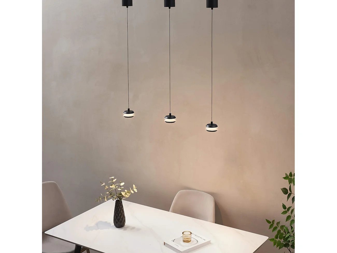 Suspension LED dimmable cylindre noir hauteur réglable design minimaliste - Rive