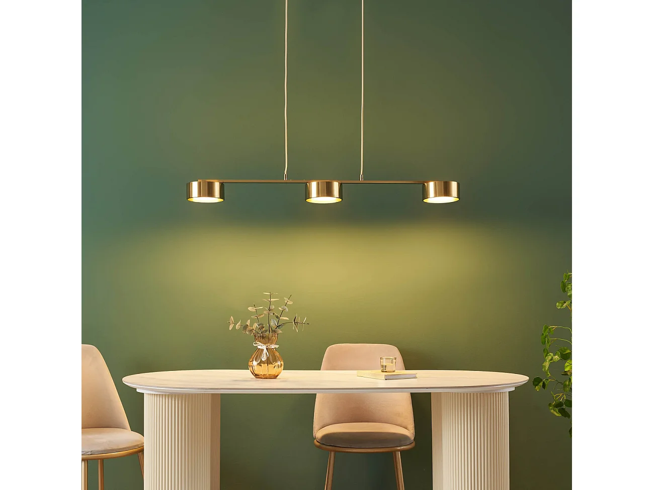 Suspension triple métal laiton 3 spots LED dimmable - Prins