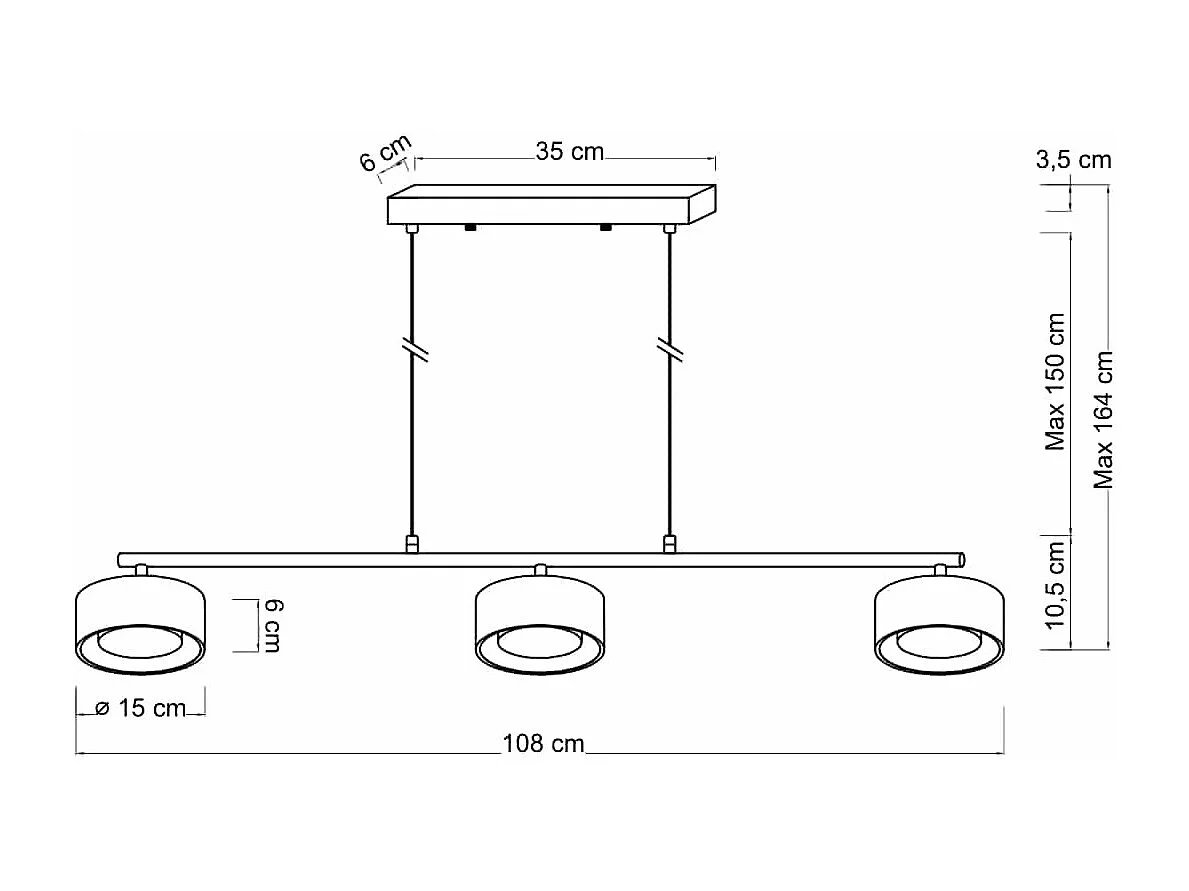 Suspension triple métal laiton 3 spots LED dimmable - Prins
