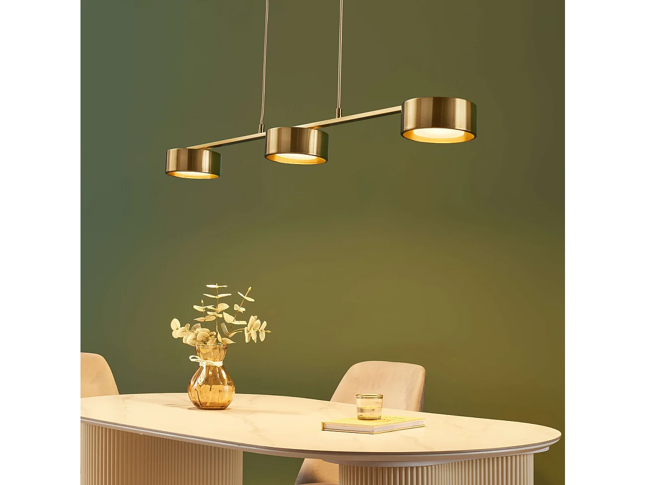 Suspension triple métal laiton 3 spots LED dimmable - Prins