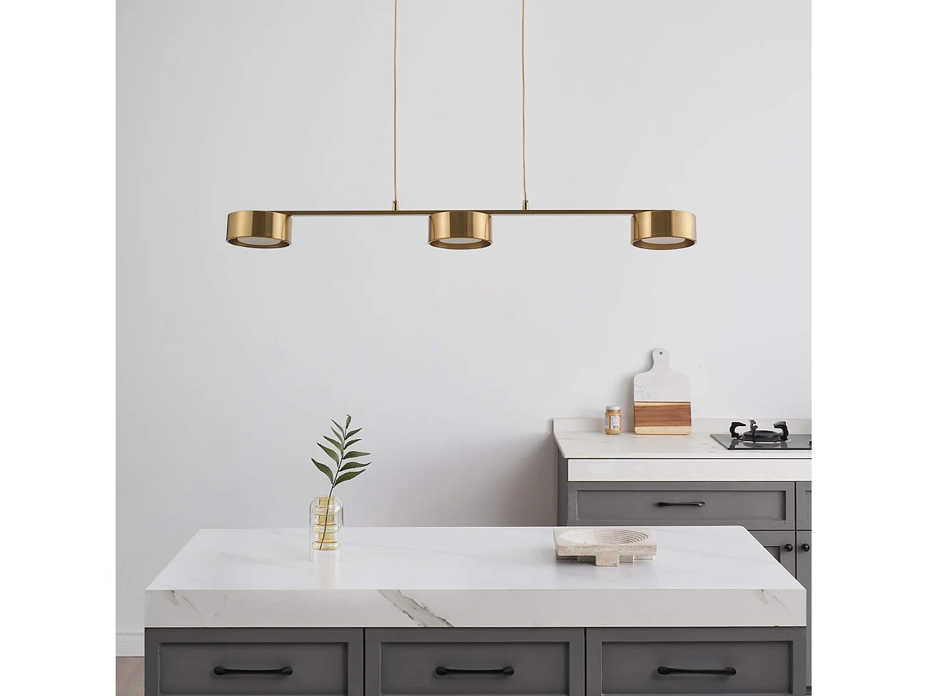 Suspension triple métal laiton 3 spots LED dimmable - Prins